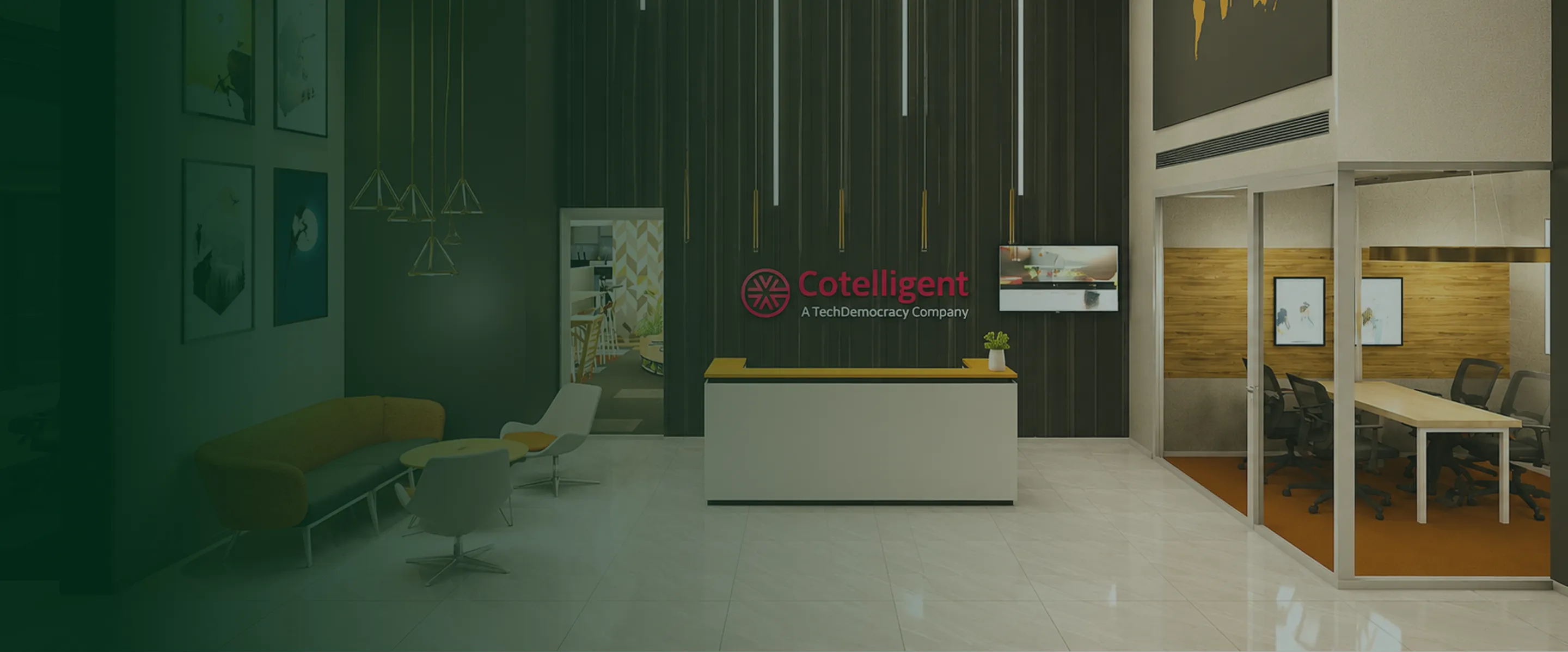 Cotelligent SOC video wall and design-led meeting room AV in Hyderabad by Office Basics