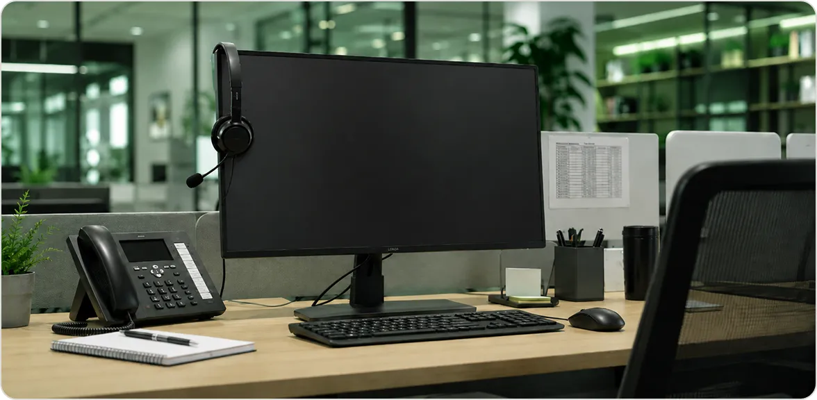 Service desk workstation in a modern office