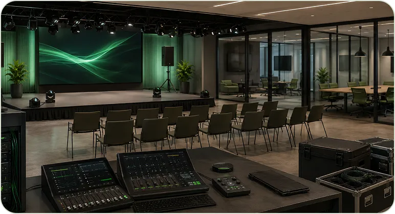 Managed event production and workplace AV capability