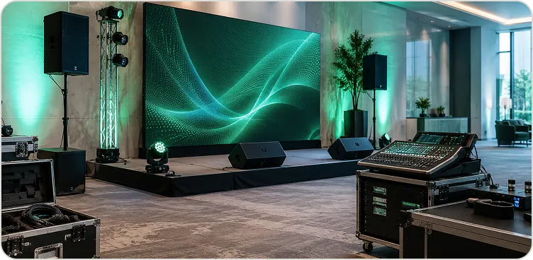 Managed corporate event with professional audiovisual production