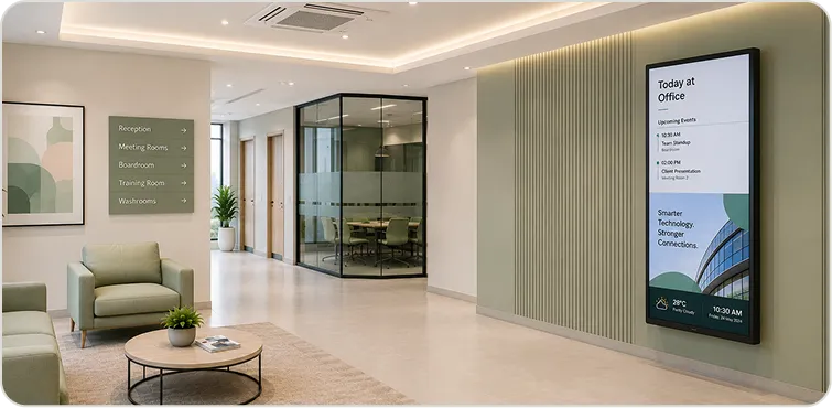 Digital signage displays for operational and workplace communication