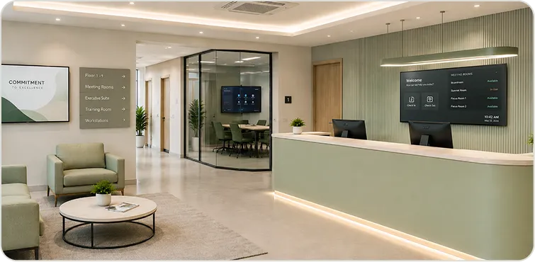 Reception and lobby displays for visitor information and visual communication